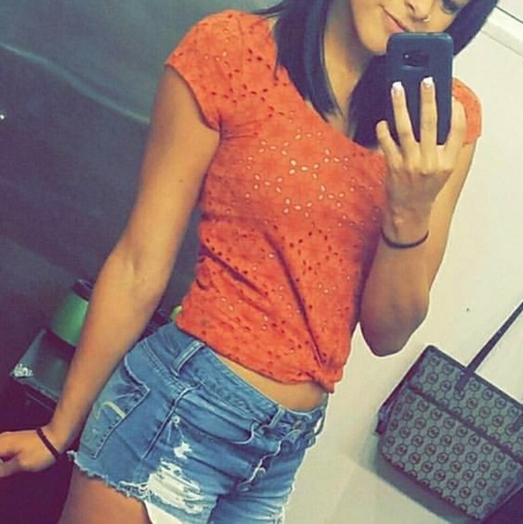 Rustic Orange Blouse with Decorative Design - Picture 5 of 5